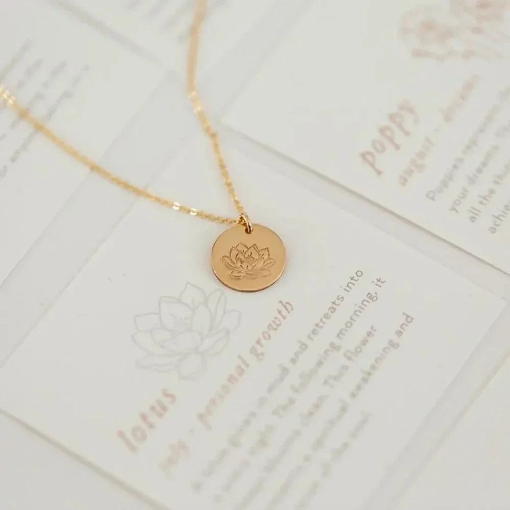 July Lotus Birth Flower Bohemian Charm Necklace - Picture 3 of 8